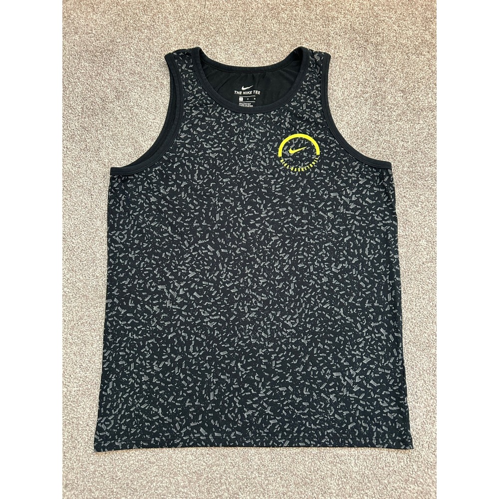 Nike Basketball Tank Top Mens Medium Black Grey Yellow Excellent Dri-FIT Print